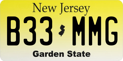 NJ license plate B33MMG