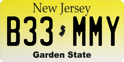NJ license plate B33MMY