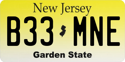 NJ license plate B33MNE