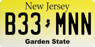 NJ license plate B33MNN