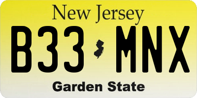 NJ license plate B33MNX