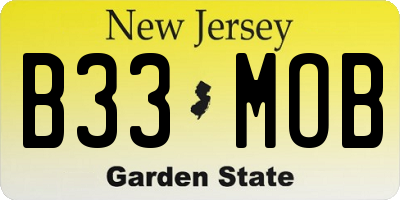 NJ license plate B33MOB