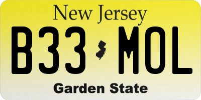 NJ license plate B33MOL