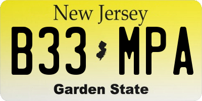 NJ license plate B33MPA