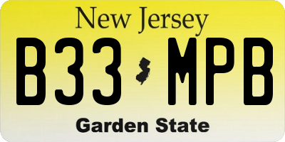 NJ license plate B33MPB