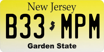 NJ license plate B33MPM