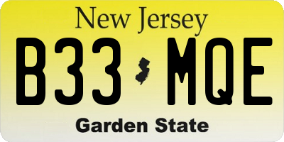 NJ license plate B33MQE