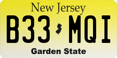 NJ license plate B33MQI