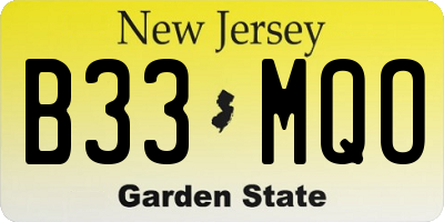 NJ license plate B33MQO