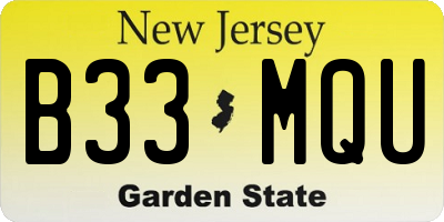 NJ license plate B33MQU