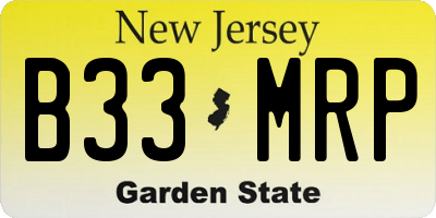 NJ license plate B33MRP
