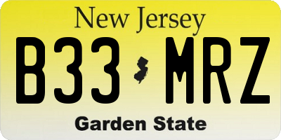 NJ license plate B33MRZ