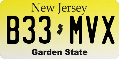 NJ license plate B33MVX