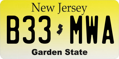 NJ license plate B33MWA