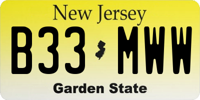 NJ license plate B33MWW