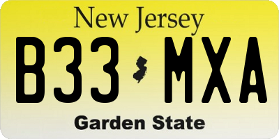 NJ license plate B33MXA