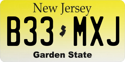 NJ license plate B33MXJ