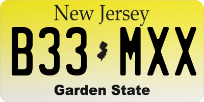 NJ license plate B33MXX