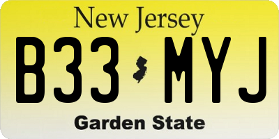 NJ license plate B33MYJ