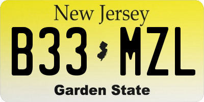 NJ license plate B33MZL