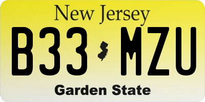 NJ license plate B33MZU