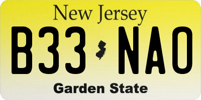 NJ license plate B33NAO