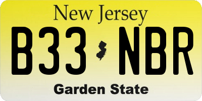 NJ license plate B33NBR