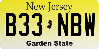 NJ license plate B33NBW