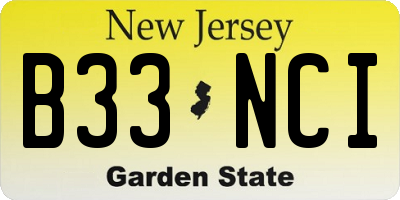 NJ license plate B33NCI