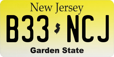 NJ license plate B33NCJ