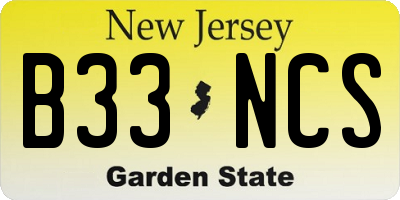 NJ license plate B33NCS