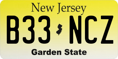 NJ license plate B33NCZ