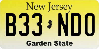 NJ license plate B33NDO