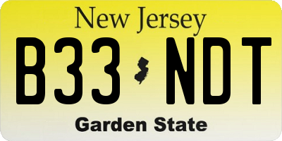 NJ license plate B33NDT