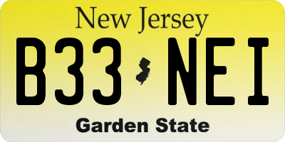 NJ license plate B33NEI