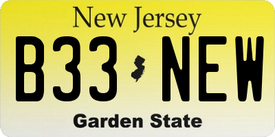 NJ license plate B33NEW