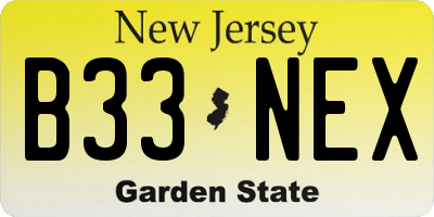 NJ license plate B33NEX