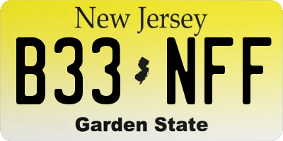 NJ license plate B33NFF