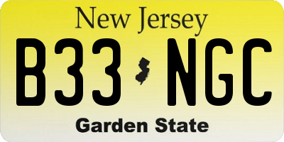 NJ license plate B33NGC
