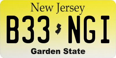 NJ license plate B33NGI
