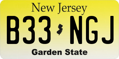 NJ license plate B33NGJ