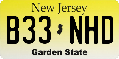 NJ license plate B33NHD