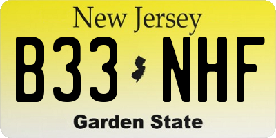 NJ license plate B33NHF