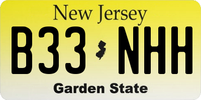 NJ license plate B33NHH