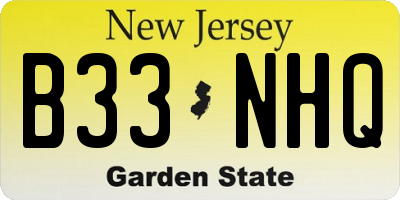 NJ license plate B33NHQ