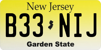 NJ license plate B33NIJ