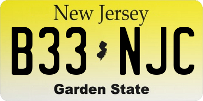 NJ license plate B33NJC