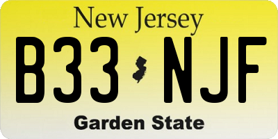 NJ license plate B33NJF