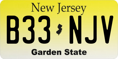 NJ license plate B33NJV