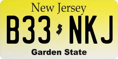 NJ license plate B33NKJ
